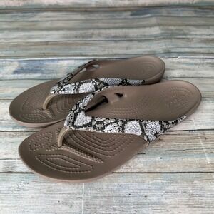 Crocs Kadee II Women's Flip-Flops  Snakeskin Womens Size 9 Sandals Slip On